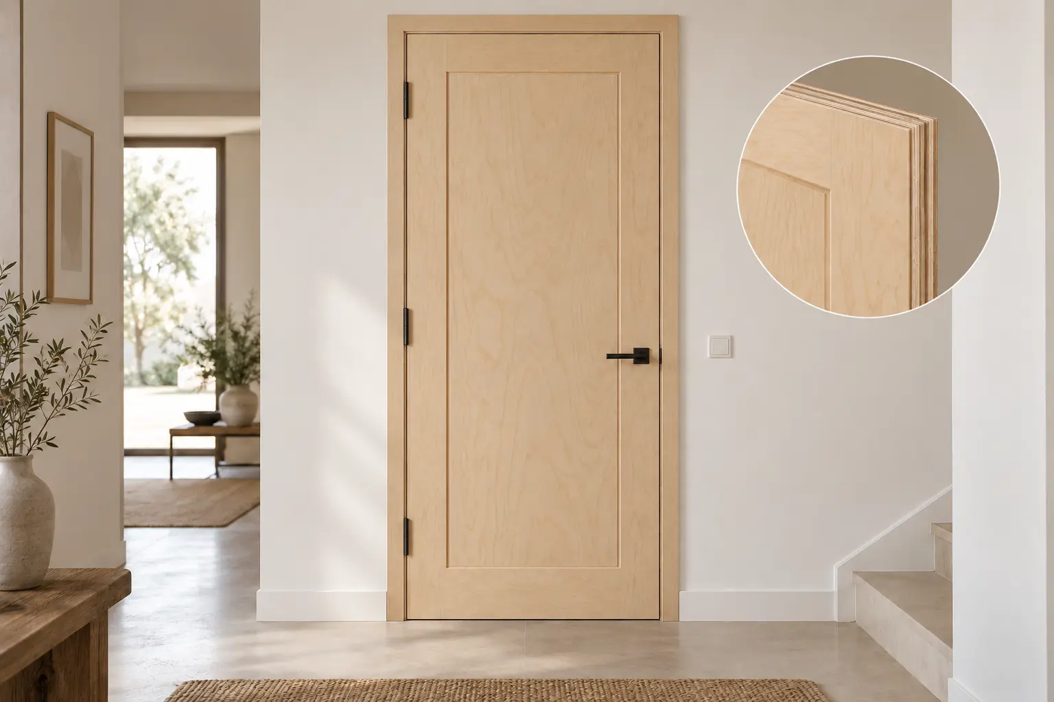 Puerta en triplex natural